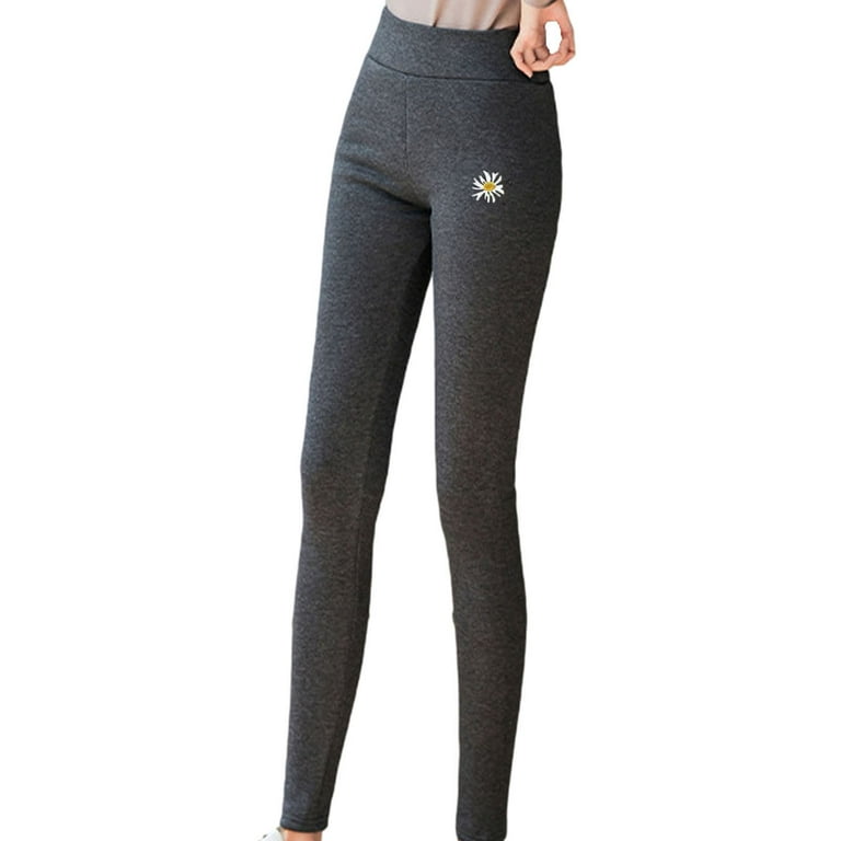 YWDJ Capri Leggings for Women Women Print Warm Winter Tight Thick Velvet Wool  Pants Trousers Leggings Gray XS 