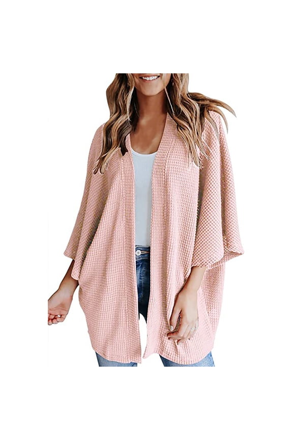 YWDJ Cardigan for Women Dressy Long Sheer Casual Bat Sleeve Long Sleeve Cardigan Loose Fashion Coat Pink XS