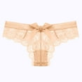 thumbnail image 1 of YWDJ Cheeky Panties for Women Lace Lightweight G String No Show Fashion Sexy Lace Flower Transparent Gauze Bow Low Waist G-string Pants Panties Thong Beige S, 1 of 3