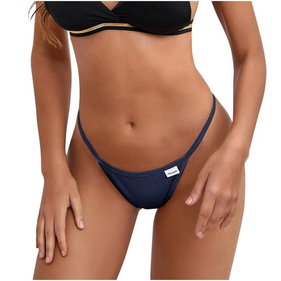 YWDJ Cheeky Panties for Women 1 Pack Lightweight No Show Sexy Underwear Ice Silk Bikini Panties Silky Comfy Yoga Solid Panties Briefs Navy L