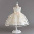 thumbnail image 1 of YWDJ Children Baby Girls Middle-aged Childrens Sleeveless Embroidery Mesh Dress Gauze Dress Princess Dress Beige 7-8T, 1 of 9
