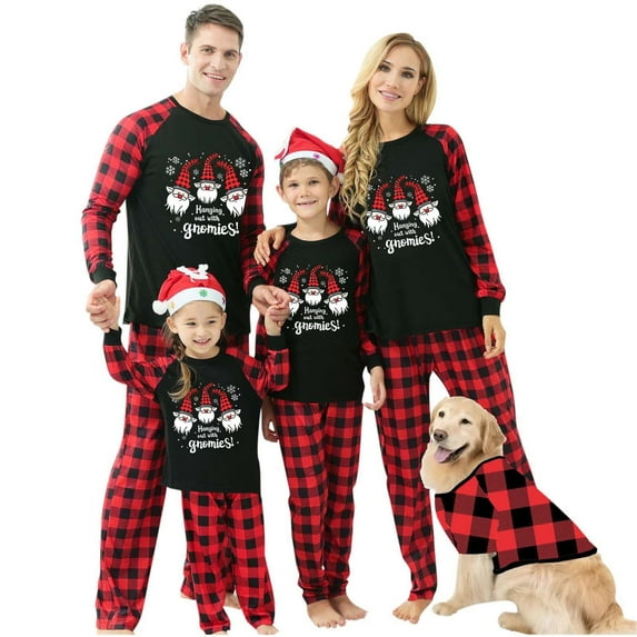 YWDJ Christmas Pajamas for Girls 6T Red Fashion Christmas Parent Child Set Plaid Print Homewear Pajamas Two Piece Child Set