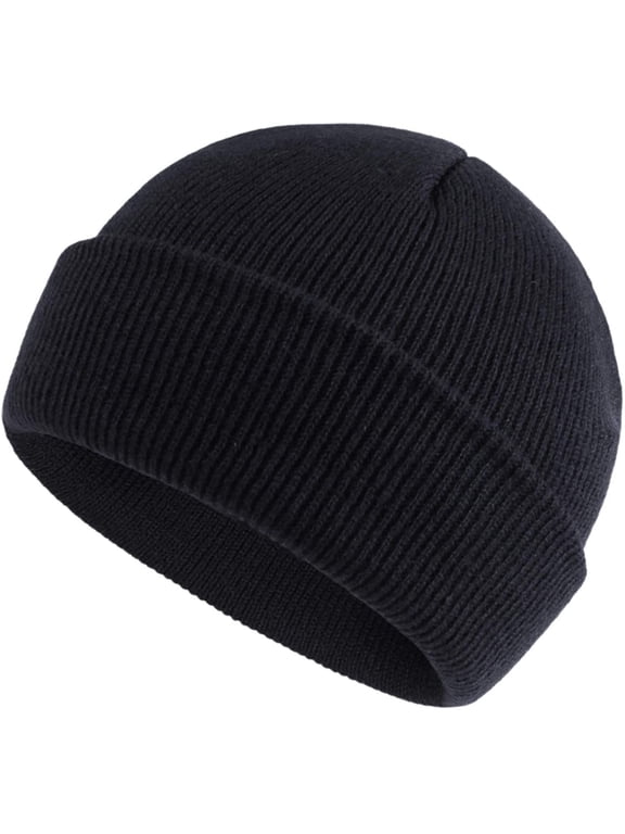 YWDJ Classic Winter Knit Kids Hat Skull Cap for Toddler Boys Fall Fisherman Beanie Black