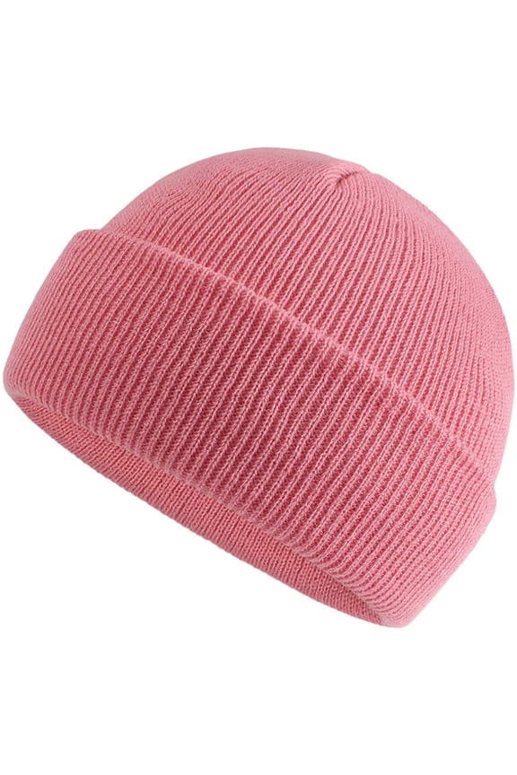 YWDJ Classic Winter Knit Kids Hat Skull Cap for Toddler Boys Fall Fisherman Beanie Hot Pink