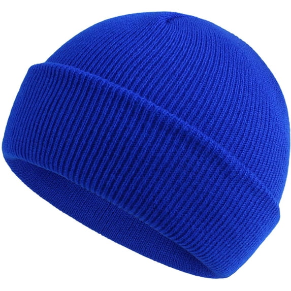 YWDJ Classic Winter Knit Kids Hat Skull Cap for Toddler Boys Fall Fisherman Beanie Blue
