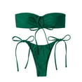 thumbnail image 1 of YWDJ Clearance Tummy Control Swimsuits for Women 2 Piece Bikini Strapless Tube Top Bandeau with Chest Pad without Underwire Plus Size Bathing Suit for Women 40-Green S, 1 of 4