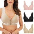 thumbnail image 1 of YWDJ Comfort Bras for Women 3 Pack Front Close Lounge Bras Wireless Comfortable Bras Wide Strap Full Coverage Push up Wrap Bras Padded Plus Size Comfy Bras Solid Sleep Bras Black S, 1 of 1