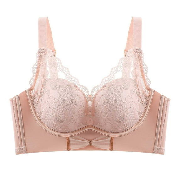 YWDJ Comfort Bras for Women Back Closures Comfortable Bras No Wires Bras Adjustable Straps Full Coverage Push up Hollow Sleep Bras Padded Lace Bras Wrap Comfy Bras Orange L