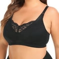 thumbnail image 1 of YWDJ Comfort Bras for Women Back Closures Sleep Bras No Wires Comfy Bras Adjustable Straps Full Coverage Bras Push up Low Support Wrap Bras Padded Plus Size Lace Gym Bras Comfortable Bras Black 5XL, 1 of 6