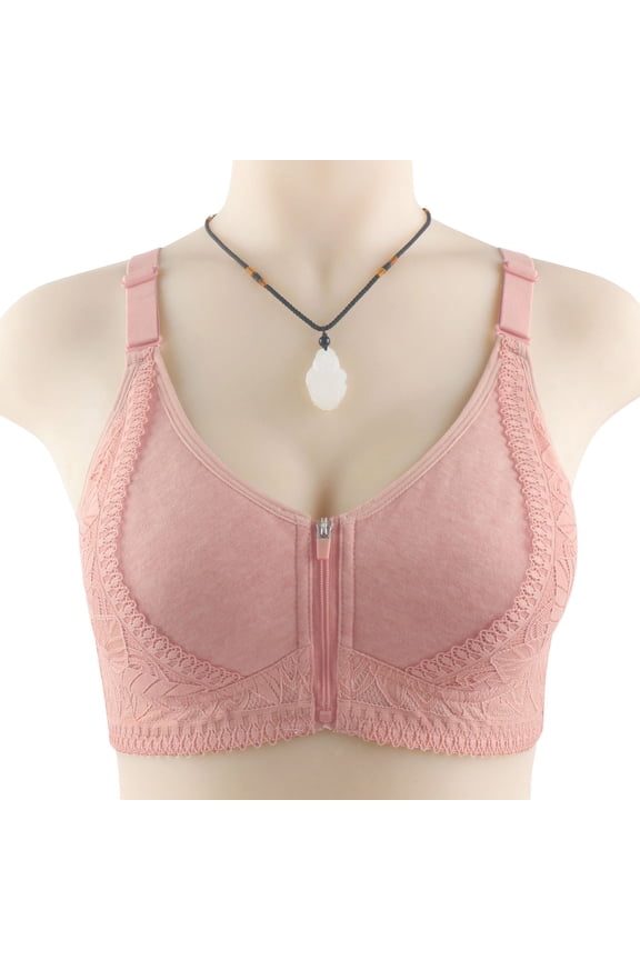 YWDJ Comfort Bras for Women Closure in Back Bras Wireless Sleep Bras Spaghetti Straps Full Coverage Push up Wrap Comfy Bras Padded Plus Size Lace Bras Button Solid Lounge Bras Pink 46