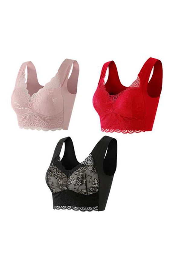 YWDJ Comfort Bras for Women Closure in Back Lounge Bras Size Small Wirefree Comfortable Bras Wide Strap Full Coverage Push up Wrap Bras Padded Plus Size Lace Comfy Bras Solid Sleep Bras Gray 3XL