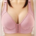 thumbnail image 1 of YWDJ Comfort Bras for Women Front Closure Comfortable Bras No Underwire Bras Adjustable Straps Full Coverage Push up Wrap Sleep Bras Padded Plus Size Comfort Bras Button Solid Comfy Bras Pink 85, 1 of 3
