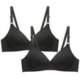 thumbnail image 1 of YWDJ Comfy Bras for Women 2 Pack Closure in Back Comfortable Bras Size Small No Wires Bras Adjustable Straps Half Cup Wrap Sleep Bras Padded Comfy Bras Solid Comfy Bras Black XL, 1 of 5