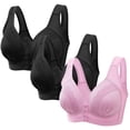 thumbnail image 1 of YWDJ Comfy Bras for Women 3 Pack Front Close Comfortable Bras No Underwire Bras Wide Strap Full Coverage Push up Wrap Sleep Bras Padded Plus Size Comfort Bras Comfy Bras Pink 3XL, 1 of 5