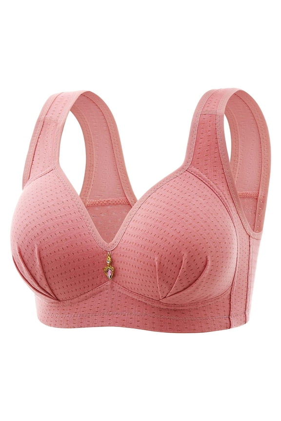 YWDJ Comfy Bras for Women Back Closures Comfortable Bras Wirefree Bras Wide Strap Full Coverage Push up Wrap Sleep Bras Padded Comfy Bras Solid Comfy Bras Pink 38