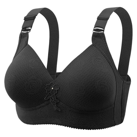 YWDJ Comfy Bras for Women Back Closures Comfortable Bras Wireless Bras Adjustable Straps Full Coverage Push up Hollow Sleep Bras Padded Plus Size Comfy Wide Strap Bras Wrap Comfy Bras Black XL