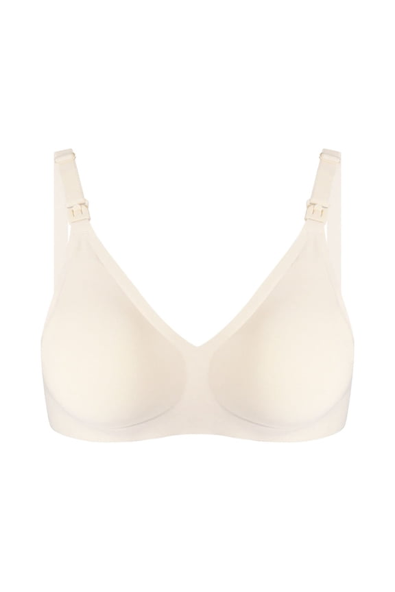 YWDJ Comfy Bras for Women Back Closures Comfy Bras No Underwire Lounge Bras Wide Strap Half Cup Nursing Bras Push up Wrap Comfortable Bras Padded Comfy Solid Sleep Bras Beige M