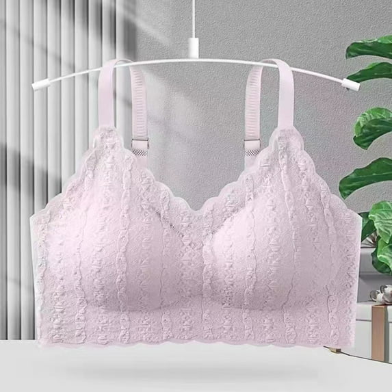 YWDJ Comfy Bras for Women Closure in Back Bras No Underwire Sleep Bras Wide Strap Full Coverage Push up Wrap Comfy Bras Padded Lace Comfy Bras Solid Lounge Bras Purple L