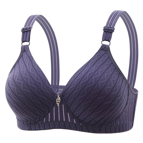 YWDJ Comfy Bras for Women Closure in Back Comfortable Bras No Underwire Bras Wide Strap Full Coverage Push up Wrap Sleep Bras Padded Plus Size Comfy Bras Comfy Bras Purple L