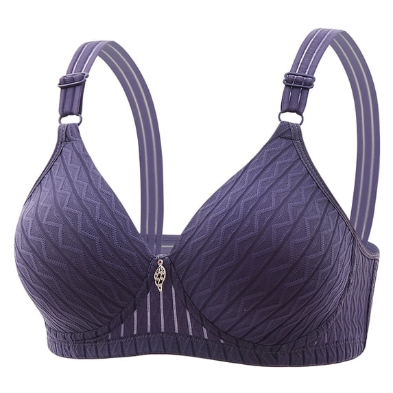 YWDJ Comfy Bras for Women Closure in Back Comfortable Bras No Underwire Bras Wide Strap Full Coverage Push up Wrap Sleep Bras Padded Plus Size Comfy Bras Comfy Bras Purple L