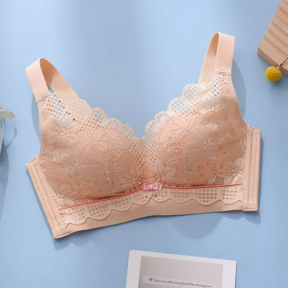 YWDJ Comfy Bras for Women Closure in Back Comfortable Bras No Wires Bras Wide Strap Full Coverage Push up Wrap Sleep Bras Padded Bras Comfy Bras Orange S