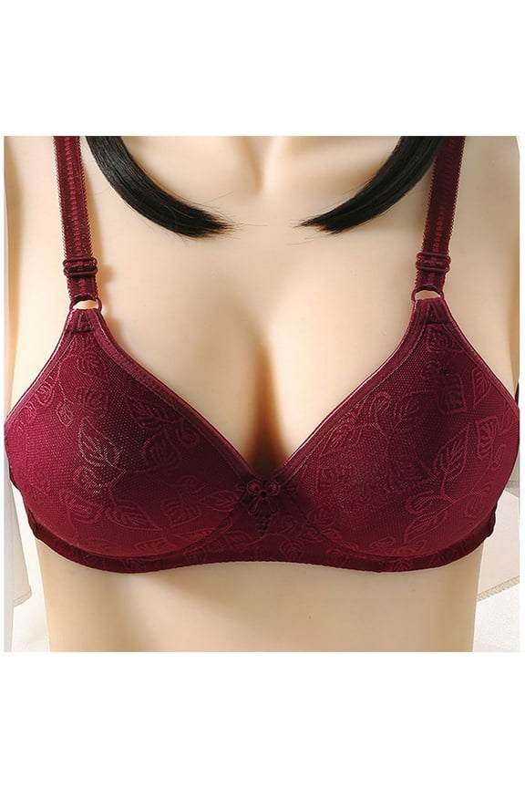 YWDJ Comfy Bras for Women Closure in Back Comfy Bras No Wires Lounge Bras Adjustable Straps Half Cup Push up Hollow Comfortable Bras Padded Plus Size Comfortable Bras Wrap Bras Wine XL
