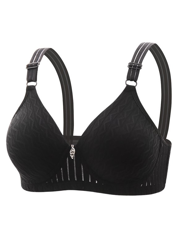 YWDJ Comfy Bras for Women Closure in Back Sleep Bras No Wires Comfy Bras Wide Strap Full Coverage Push up Wrap Lounge Bras Padded Plus Size Comfy Bras Comfortable Bras Black L
