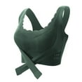 thumbnail image 1 of YWDJ Comfy Bras for Women Side Closure Yoga Bras Wireless Lounge Bras Wide Strap Full Coverage Bras Push up Low Support Hollow Bras Padded Plus Size Lace Sports Bras Comfy Wrap Solid Bras Green XL, 1 of 7