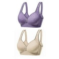 thumbnail image 1 of YWDJ Comfy Bras for Womens 2 Pack Closure in Back Comfortable Bras No Wires Bras Spaghetti Straps Half Cup Push up Hollow Sleep Bras Padded Comfort Bras Wrap Comfy Bras Khaki M, 1 of 2