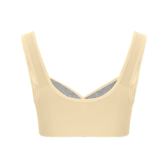 YWDJ Comfy Bras for Womens Back Closures Lounge Bras Wirefree Comfortable Bras Wide Strap Full Coverage Push up Wrap Bras Padded Comfort Bras Sleep Bras Khaki M
