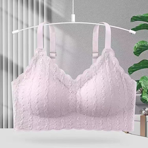YWDJ Comfy Bras for Womens Back Closures Sleep Bras No Wire Comfy Bras Wide Strap Full Coverage Push up Wrap Lounge Bras Padded Lace Comfort Bras Solid Comfortable Bras Purple M