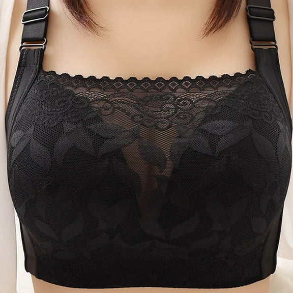 YWDJ Comfy Bras for Womens Comfortable Bras No Wire Bras Adjustable Straps Full Coverage Push up Wrap Sleep Bras Padded Plus Size Comfort Bras Comfy Bras Black 3XL