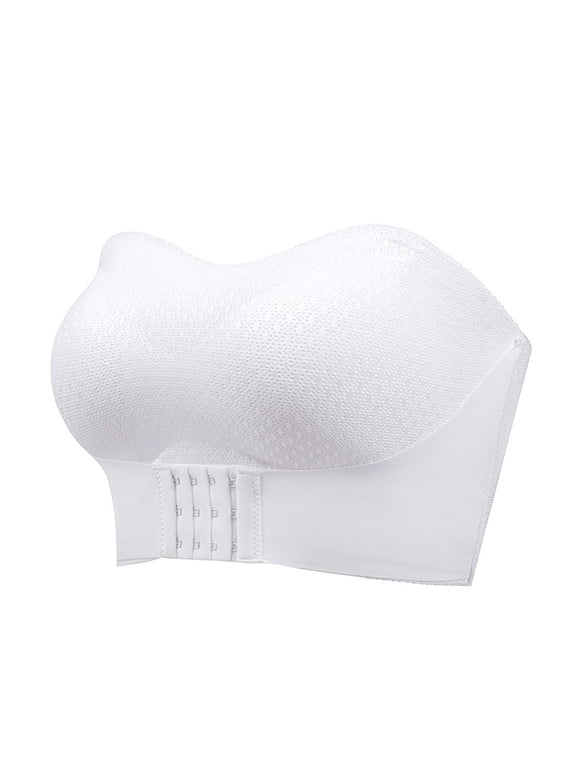 YWDJ Comfy Bras for Womens Comfy Bras No Wire Lounge Bras Strapless Full Coverage Push up Wrap Comfortable Bras Padded Plus Size Comfortable Bras Solid Bras White 5XL