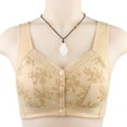 thumbnail image 1 of YWDJ Comfy Bras for Womens Front Close Comfortable Bras No Wires Bras Wide Strap Full Coverage Push up Wrap Sleep Bras Padded Plus Size Lace Comfort Bras Comfy Bras Beige 3XL, 1 of 8