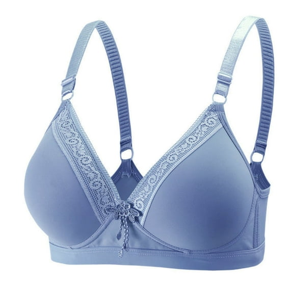 YWDJ Comfy Bras for Women Bras Wirefree Sleep Bras Adjustable Straps Half Cup Push up Wrap Comfy Bras Padded Comfy Bras Solid Lounge Bras Blue M