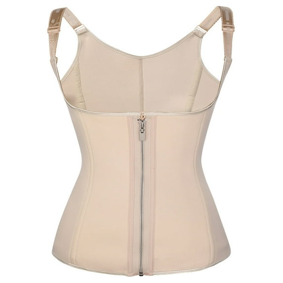 YWDJ Corset Tops for Women Plus Size Waist Cinching Shapewear Zipper Diving Material Tight Fitting Shapewear Top Beige 2XL