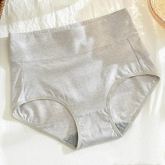 YWDJ Cotton Breathable Lightweight High Waist No Show Fashion Breathable Soft Stretch Panties High Waisted Briefs Gray L