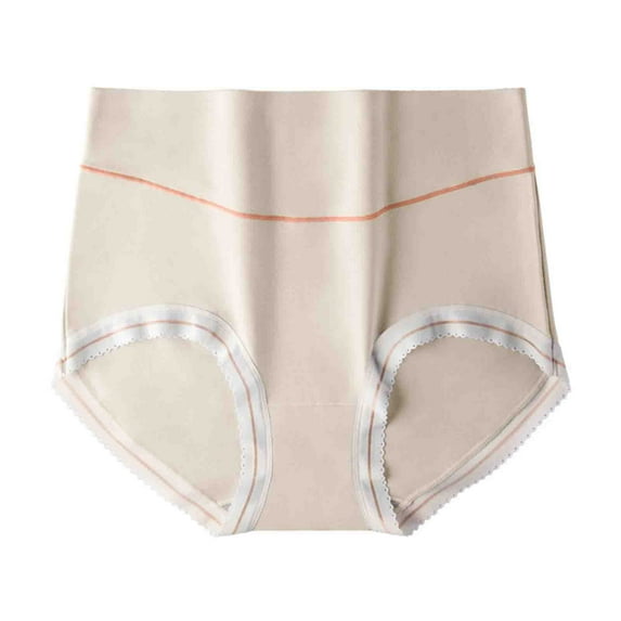 YWDJ Cotton Breathable Lightweight High Waist No Show Fashion Breathable Soft Stretch Panties Underwear With Belly Briefs Beige M