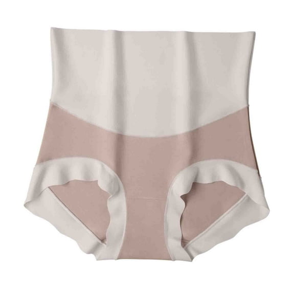 YWDJ Cotton Breathable Lightweight High Waist No Show Fashion Breathable Soft Stretch Panties Underwear With Belly Briefs Khaki M