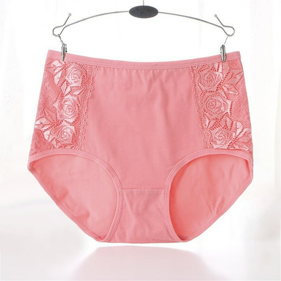 YWDJ Cotton Breathable Lightweight High Waist No Show Fashion Breathable Soft Stretch Panties Underwear With Belly Briefs Watermelon Red XL