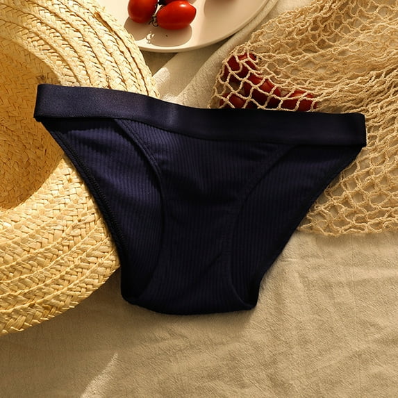 YWDJ Cotton Breathable Lightweight No Show Fashion Comfortable Sexy Put Together Motion Low Waisted Ventilate Solid Color Briefs Dark Blue L