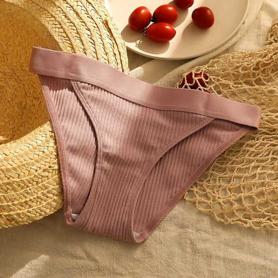 YWDJ Cotton Breathable Lightweight No Show Fashion Comfortable Sexy Put Together Motion Low Waisted Ventilate Solid Color Briefs Pink M