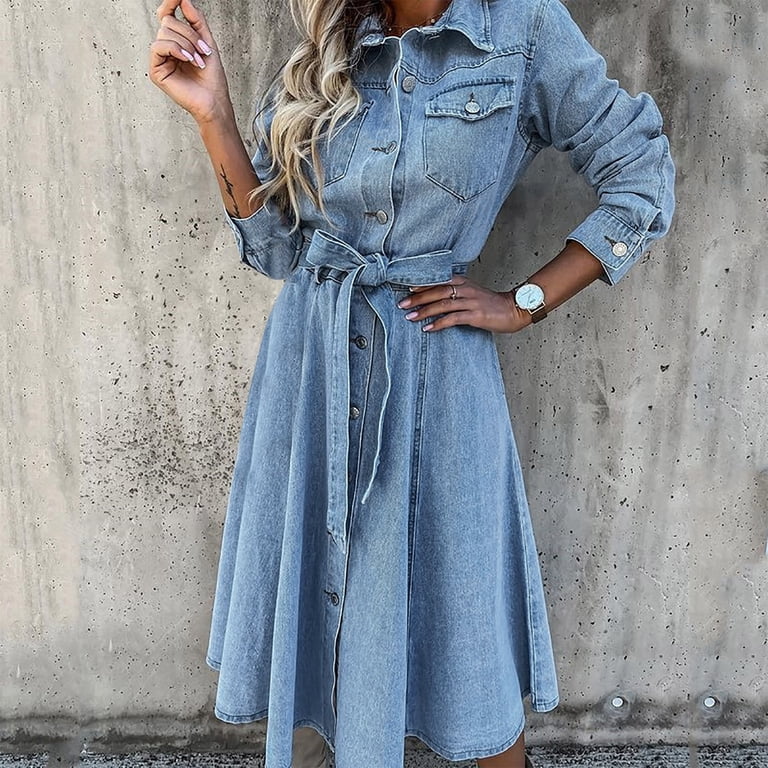 lace up denim dress Laced Up In Denim Dress main image 0