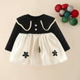 thumbnail image 1 of YWDJ Dresses for Girls Special Occasion Spring And Aut-umn Long Sleeve Dress Princess Skirt Flower Yarn Patchwork Skirt Hair Lapel Skirt Black 4Y, 1 of 6