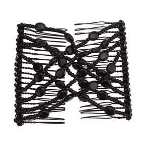 YWDJ Elastic Hair Ties Bead Stretchy Women Hair Combs Double Magic Slide Metal Comb Clip Hairpins Black