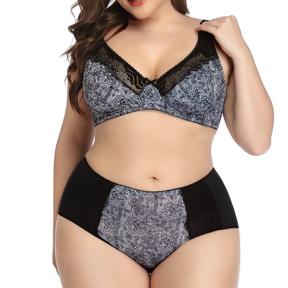 YWDJ Everyday Bras for Women Push Up Plus Size Front Closure Front Clip Zip Snap Lace Yoga Bras Sports Front Close for Sagging Breasts for Full Figured Breathable Lightly Elastic Set Gray XXL