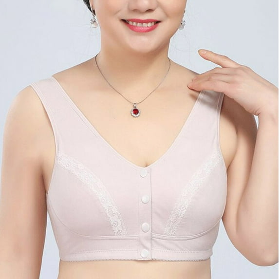 YWDJ Everyday Bras for Women No Underwire Plus Size Front Closure Front Clip Zip Snap Front Close Wide Back for Full Figured Vest Bra Solid Sleeveless Front Four Wide Strap Tank Pink XXL