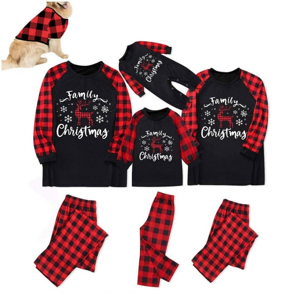 YWDJ Family Christmas Pjs with Dog L Red Pet Cute Warm Christmas Plaid Printed Pet Clothing