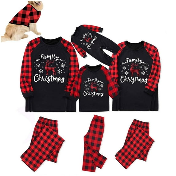 YWDJ Family Christmas Pjs with Dog L Red Pet Cute Warm Christmas Plaid Printed Pet Clothing