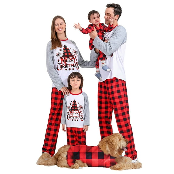 YWDJ Family Matching Christmas Pajamas Toddler Baby Boys Girls Christmas Fashion Cute Lattice Print Romper Family Parent-child Wear Baby White(White Toddler 18-24 Months)